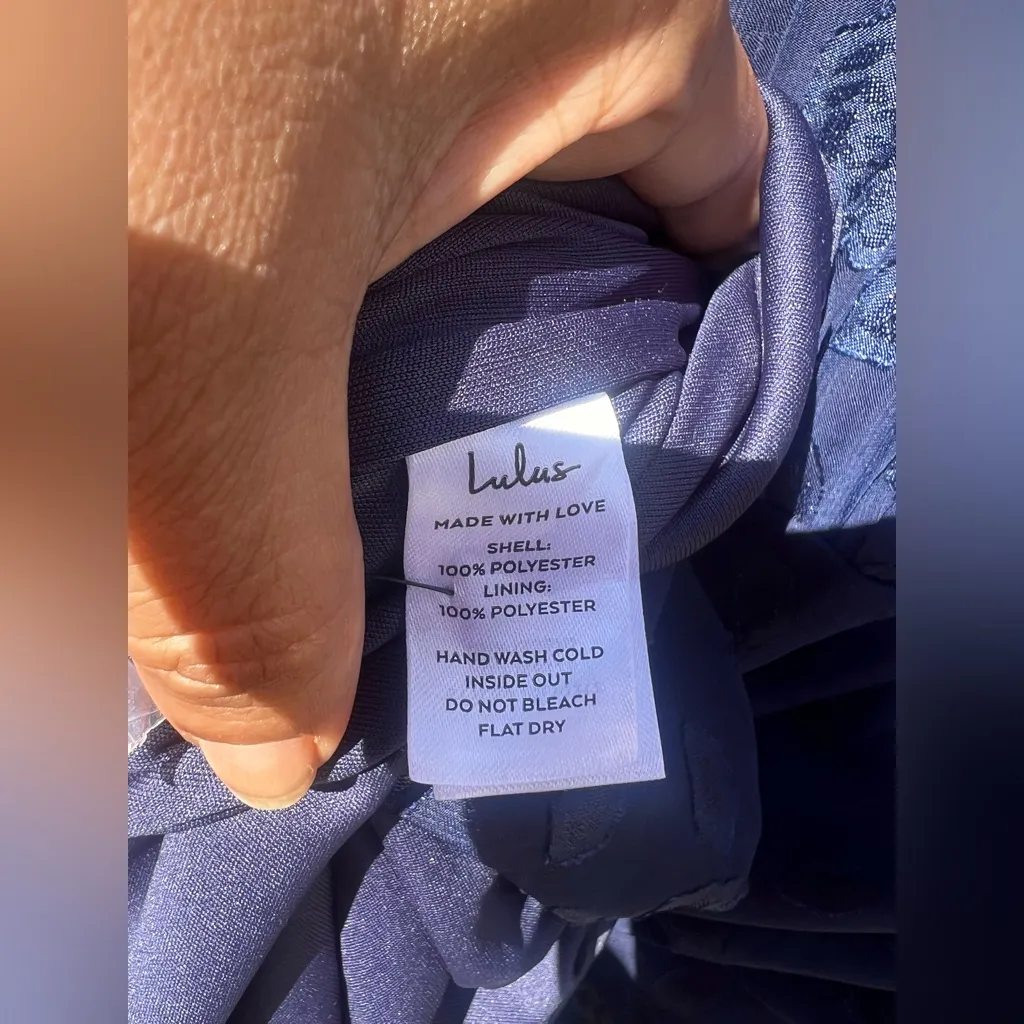 LULUS Classic Elegance Navy Blue Burnout Mock Neck Maxi Dress NWT - Image 8