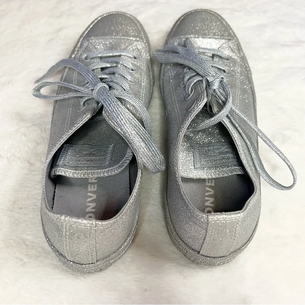 Converse All Stars Silver Glitter Low Top Sneakers Women’s Size 9 / Men’s Size 7 - Image 7