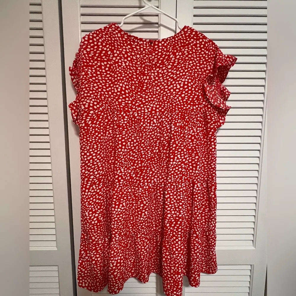 Orange and white boutique babydoll style dress size S. Ruffle sleeves - Image 7