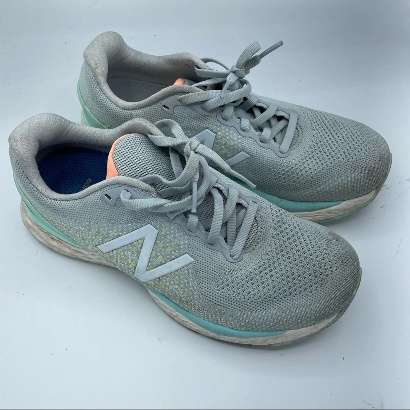 New Balance Grey & Teal Running Shoes Sneakers Womens 8.5 Shoes Casual Athletic - Image 4