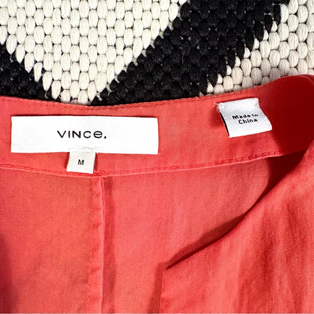 Vince Cuffed Short Sleeve V-Neck Midi Shirt Dress in Burnt Orchid Medium - Image 12