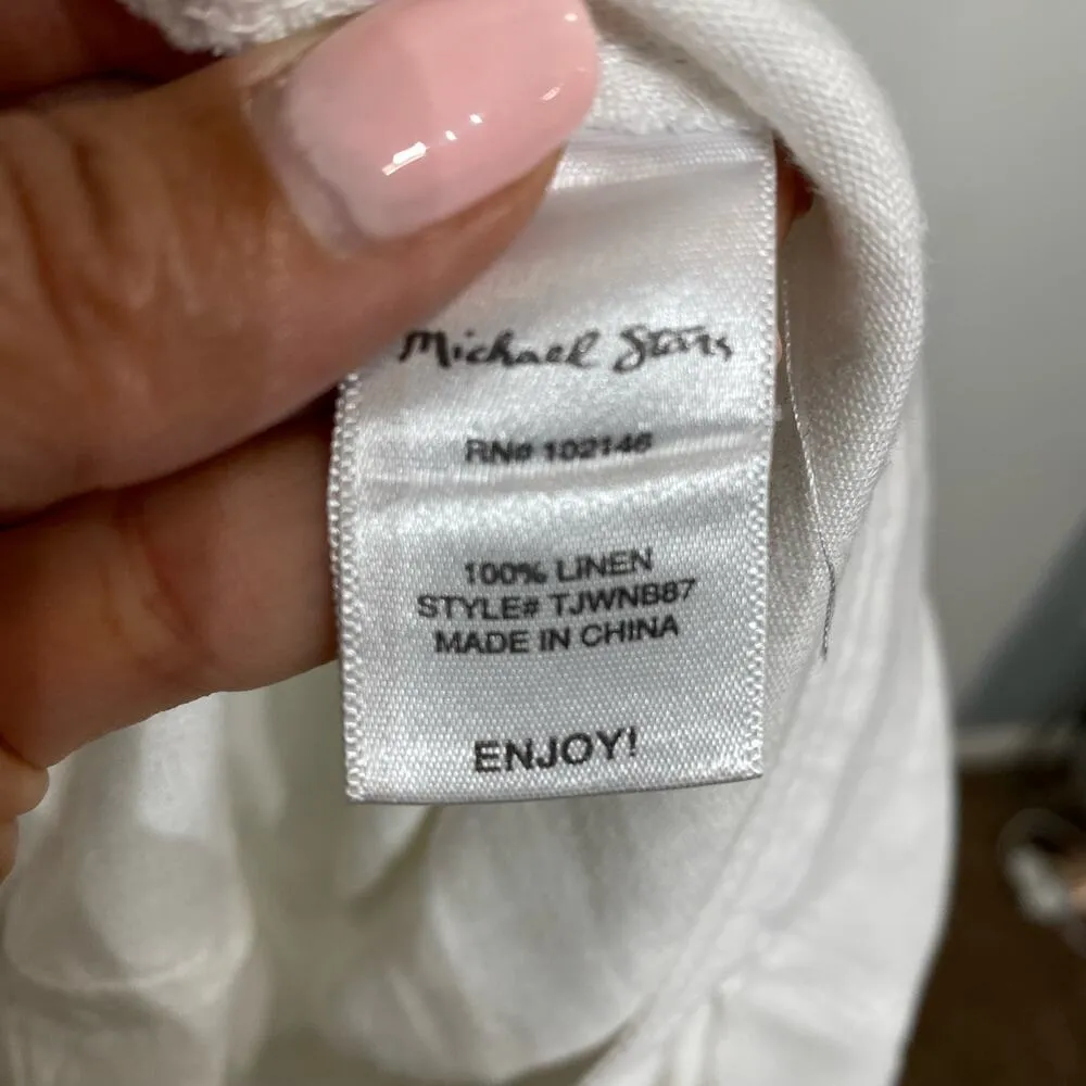 Michael Stars White Linen Drawstring Pants Sz M - Image 7