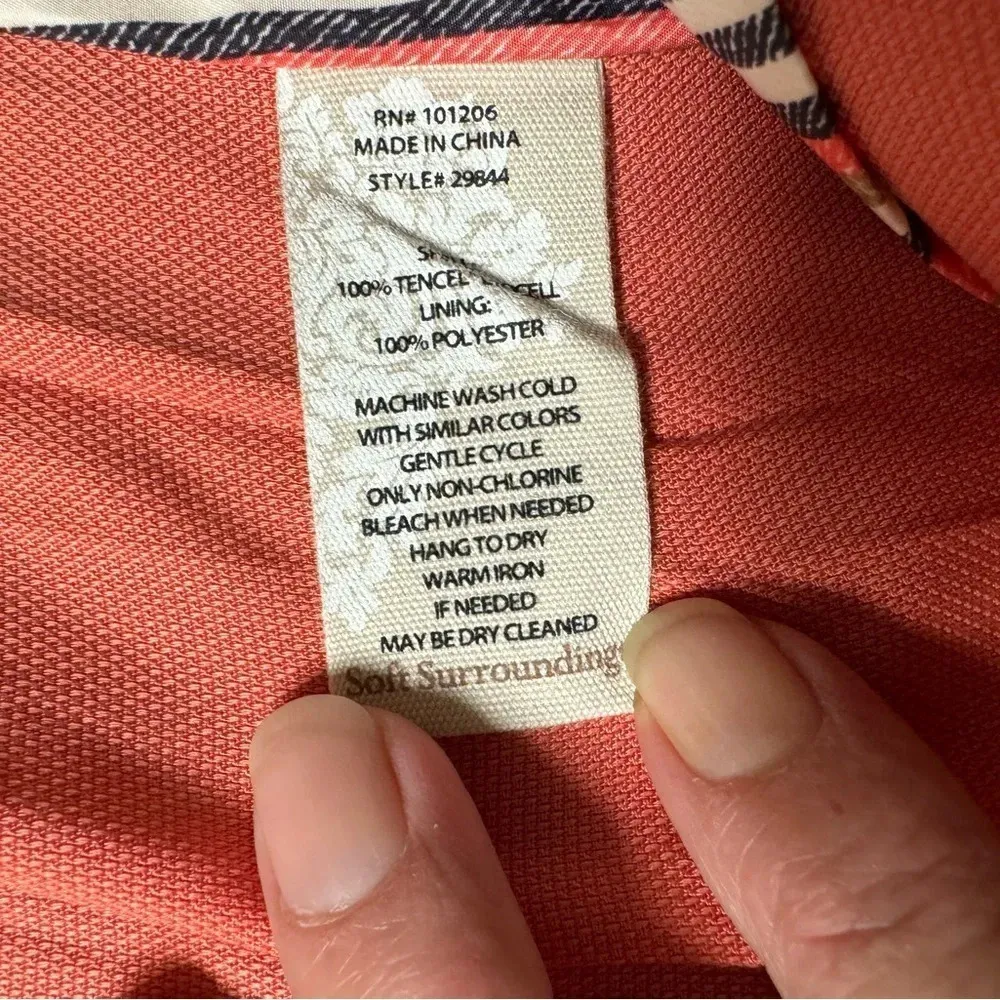 Soft Surroundings Coral Town & Country Trench Coat Lightweight Pleats Sz Med - Image 6