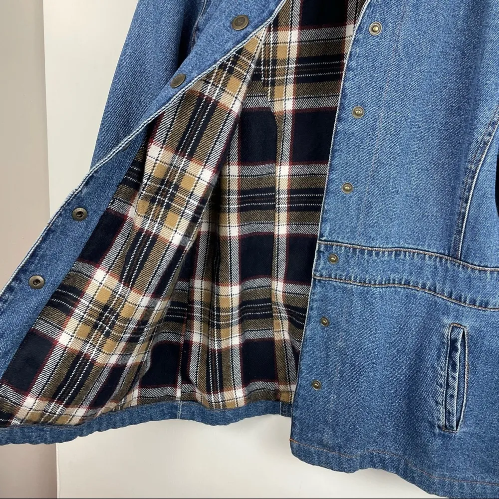 Y2K Liz Claiborne Flannel Lined Denim Shaket - Image 3