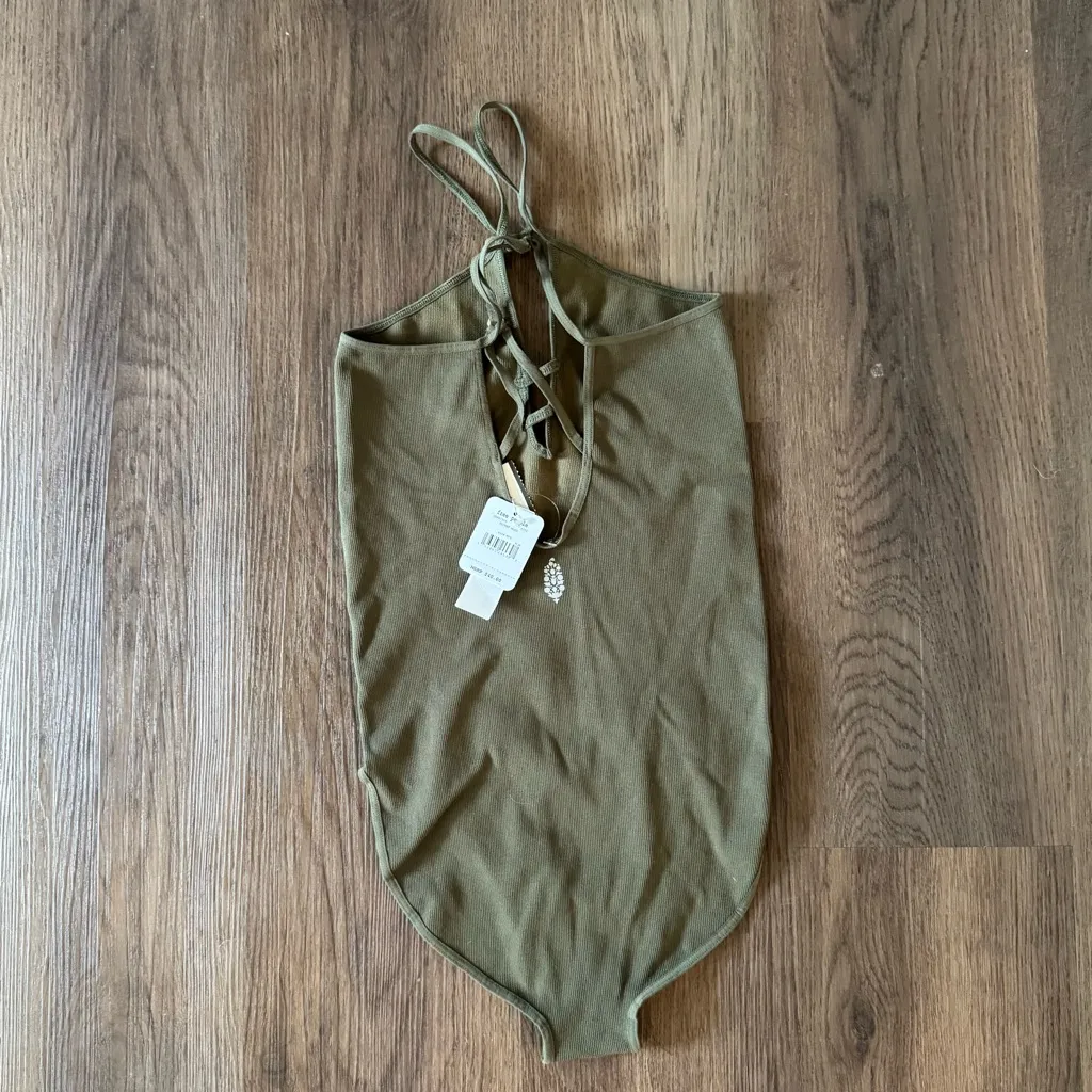 Free People Secret Moss Ribbed Bodysuit - Image 3