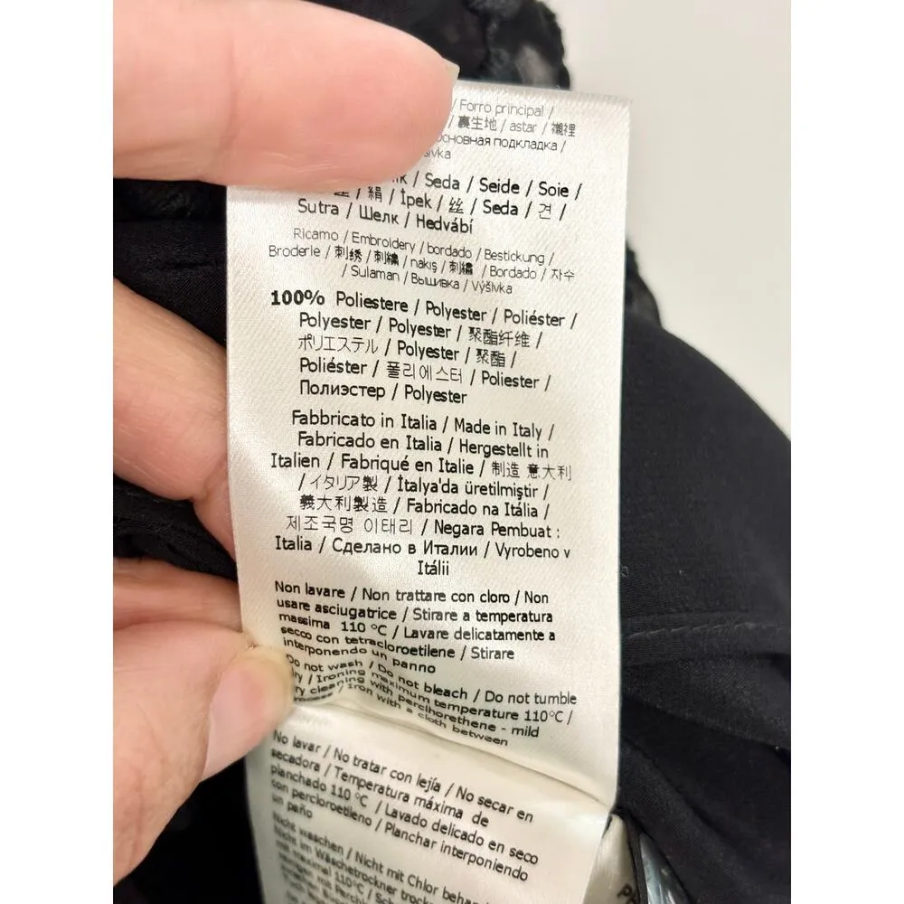 Fendi Runway Silk-Organza V-Neck Midi Lace Fit & Flare Dress Black Women's US 4 - Image 8