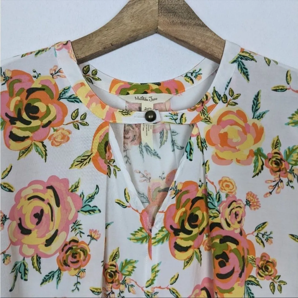 Matilda jane white and pink floral Flowy dress small - Image 9