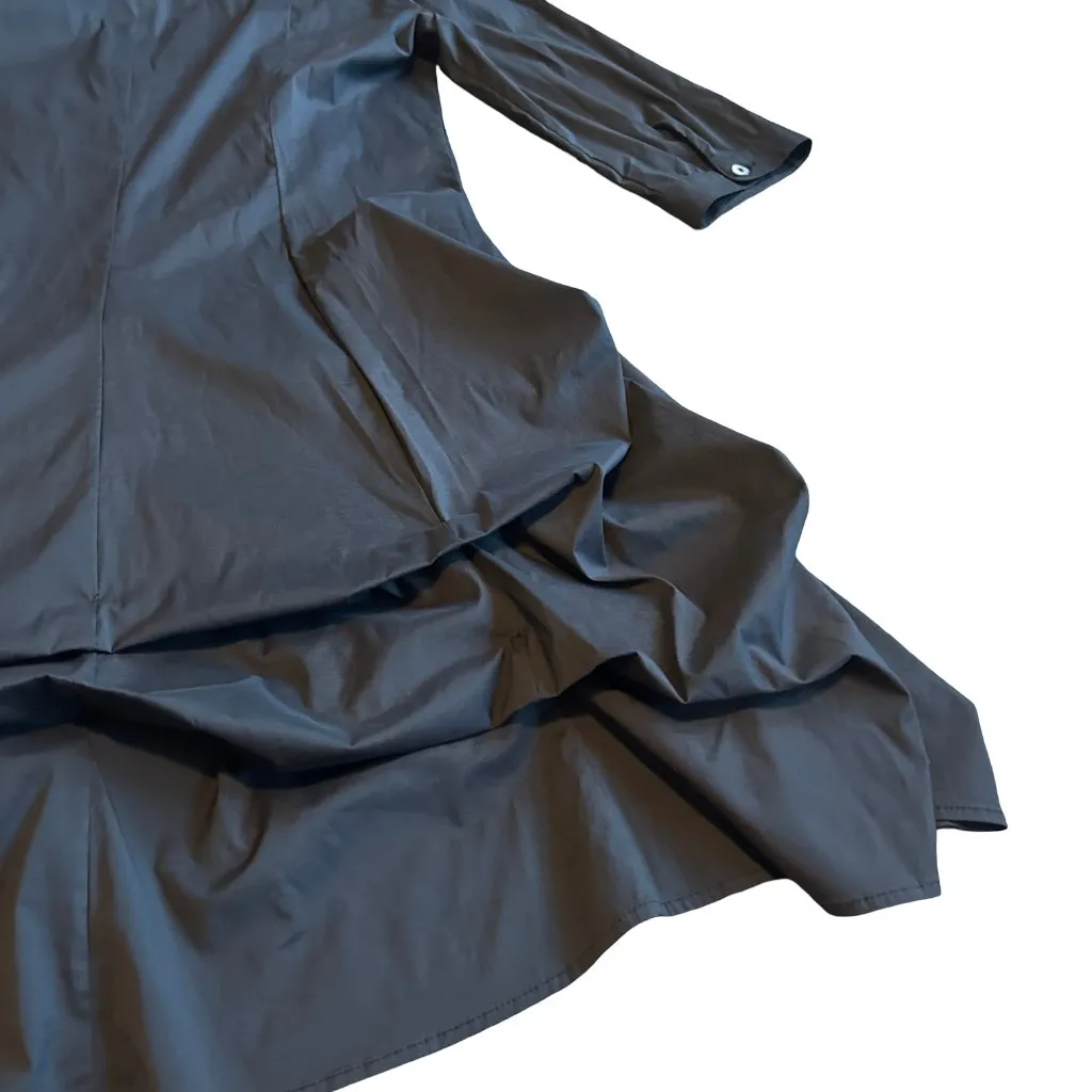 Joseph Ribkoff Black Button-Down Dress Gathered Stretch Classic Size 10 Women's - Image 9