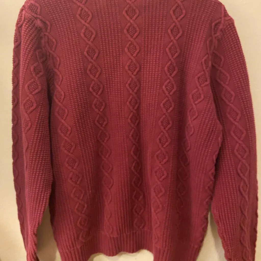 JEANNE PIERRE Women's Burgandy Cable Knit Sweater SzXXL 100% Cotton - Image 3