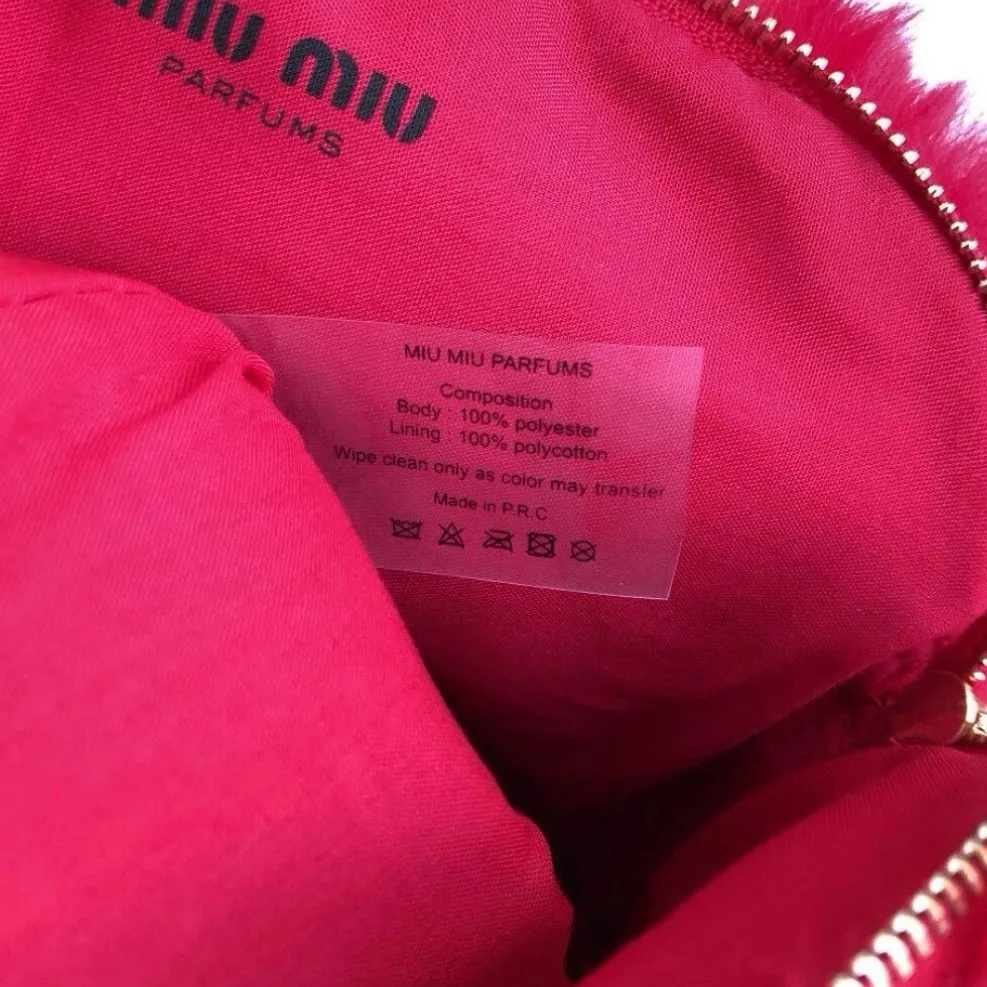 Miu Miu Faux Fur Cosmetics Pouch - Red - Image 3