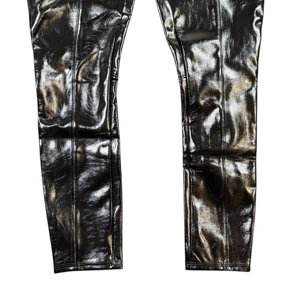 Spanx Faux Patent Leather Leggings Pants Black Women’s Medium Petite High Shine - Image 6