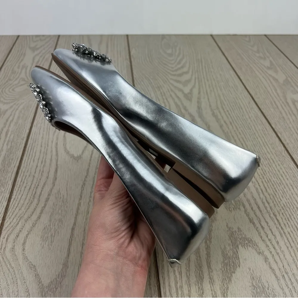 Journee Collection Women's Renzo Slip On Pointed Toe Ballet Flats 6 Silver $85 - Image 3