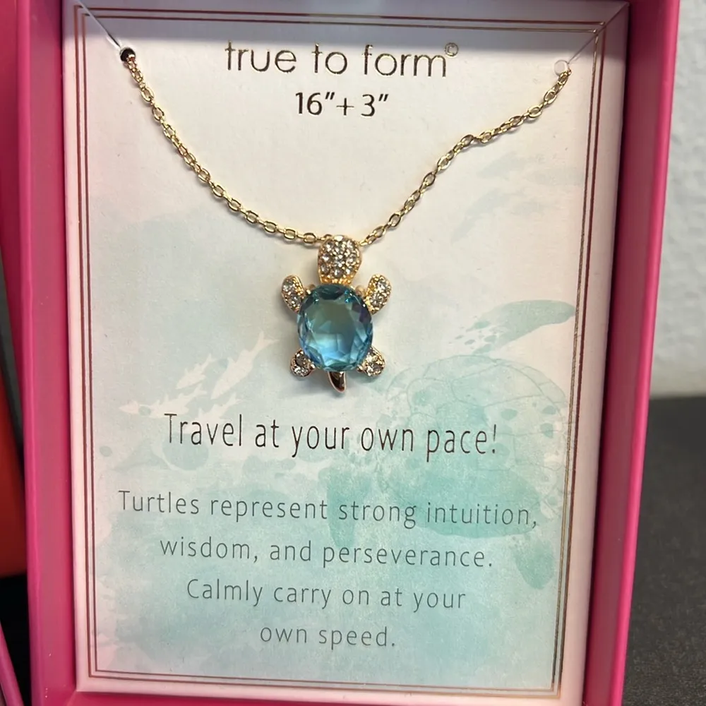 True to Form | Turtle Earrings & Necklace Set Blue - Image 8