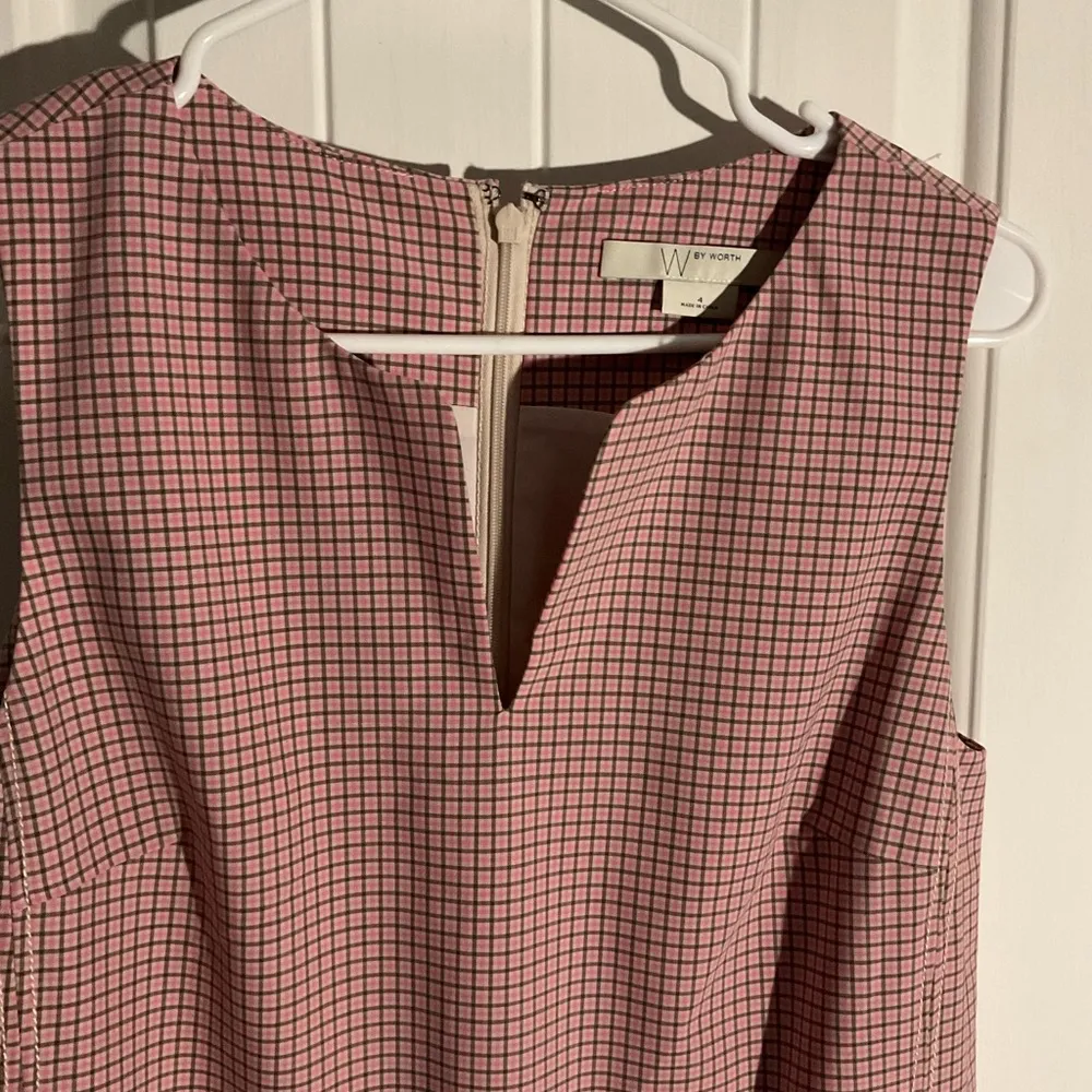 W BY WORTH PINK CHECKERED SHIFT DRESS WOMENS SIZE 4 NWOT - Image 3