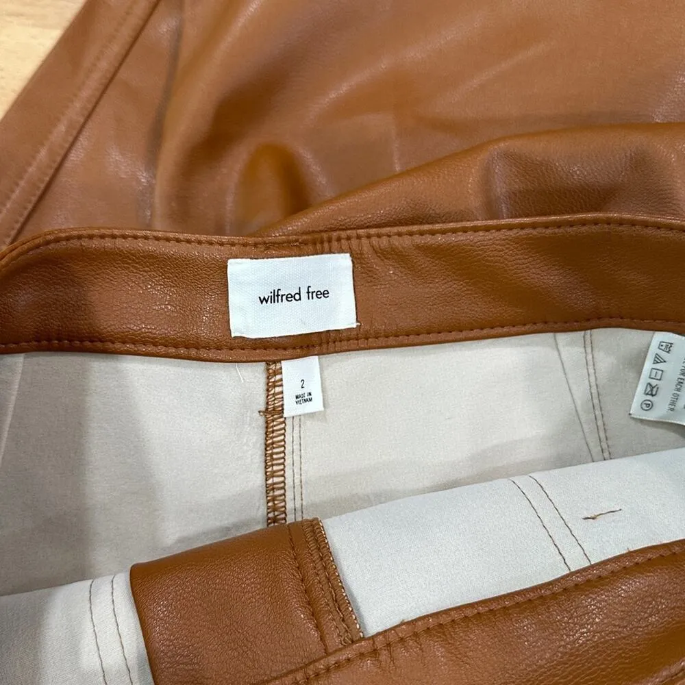 Aritzia Wilfred Free Lucy Pant Camel Vegan Leather Size 2 Neutral Capsule - Image 7