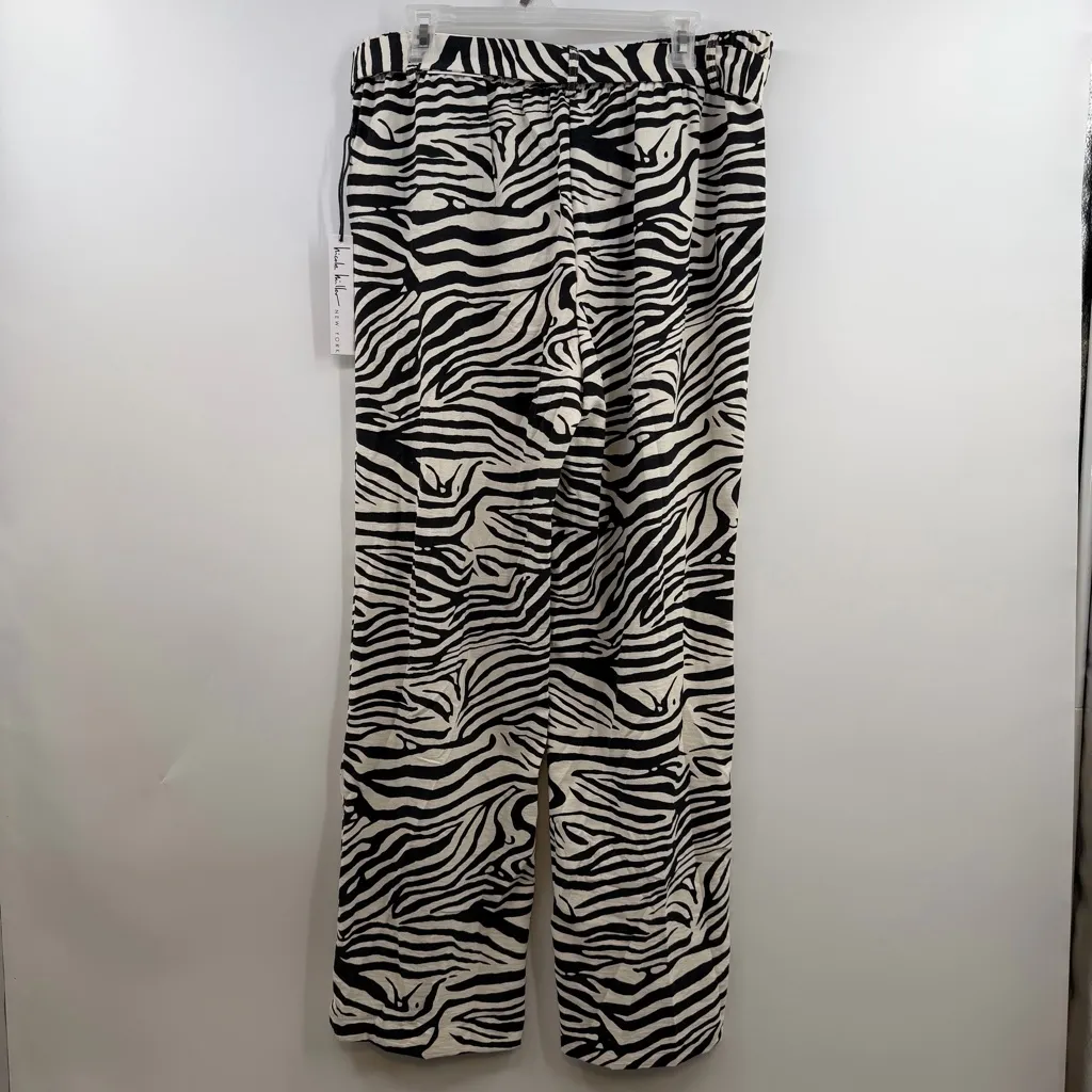 Nicole Miller Zebra Print Wide Leg Mid-Rise Tie Waist Pants XL NWT - Image 3