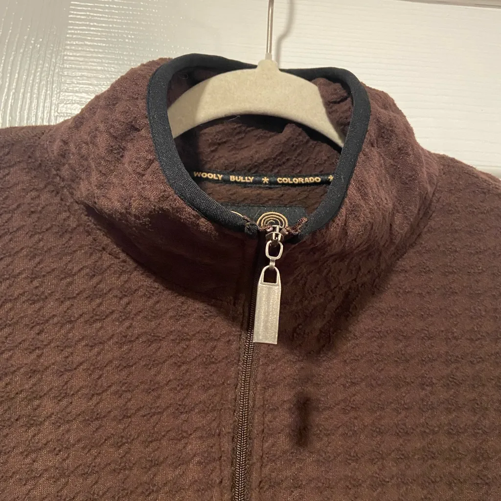 Wooly Bully Wear Size L Brown Waffle Fleece Quarter Zip Mock Neck Pullover Top Size L - Image 4