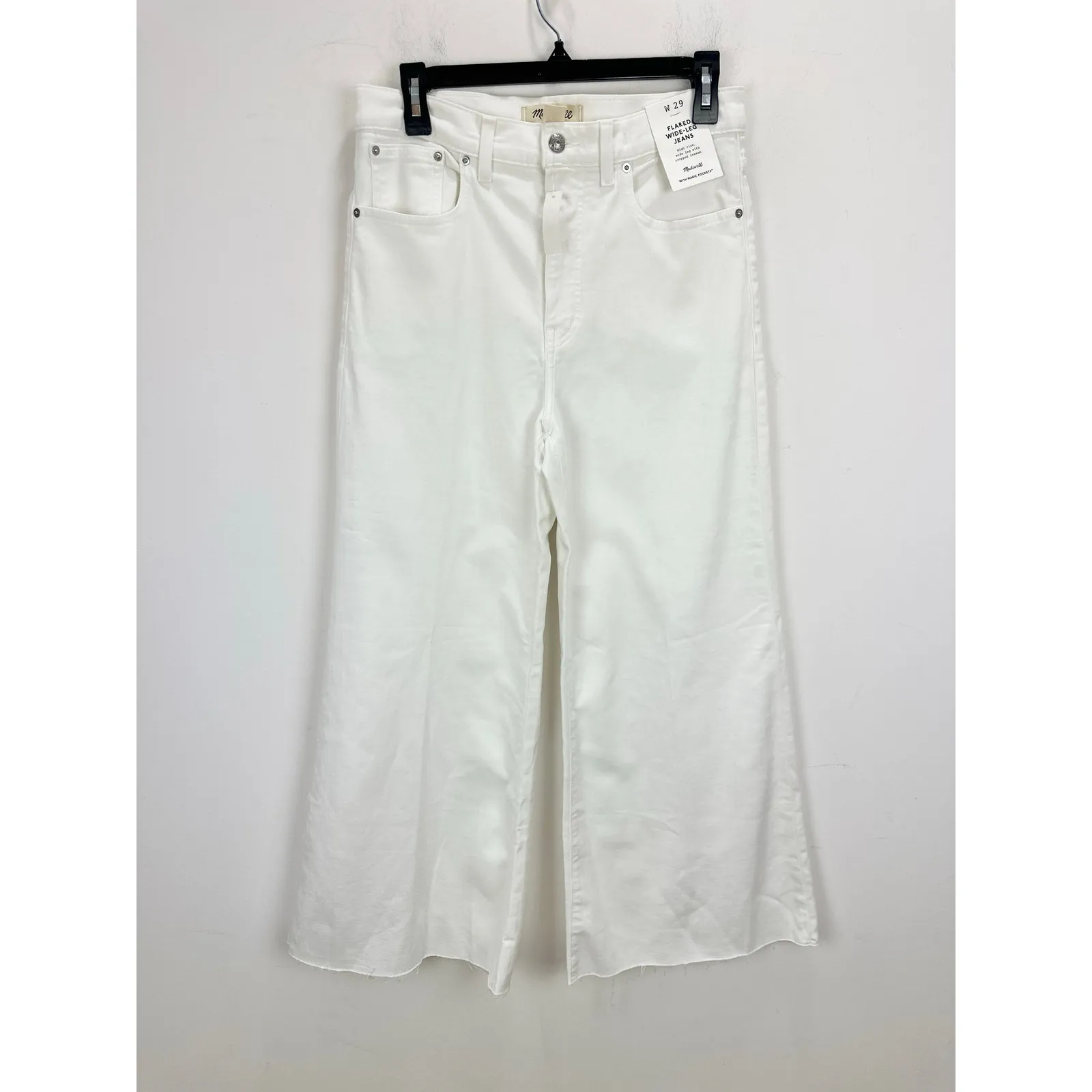 Madewell Flared Wide Leg Crop Jeans Pure White Stretch Denim High Rise US 29 NWT - Image 9