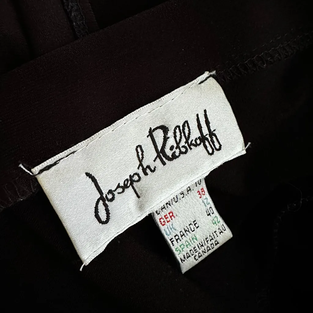 Joseph Ribkoff LBD Black Button Dress V Neck Split Back Size 10 Classic Party - Image 6