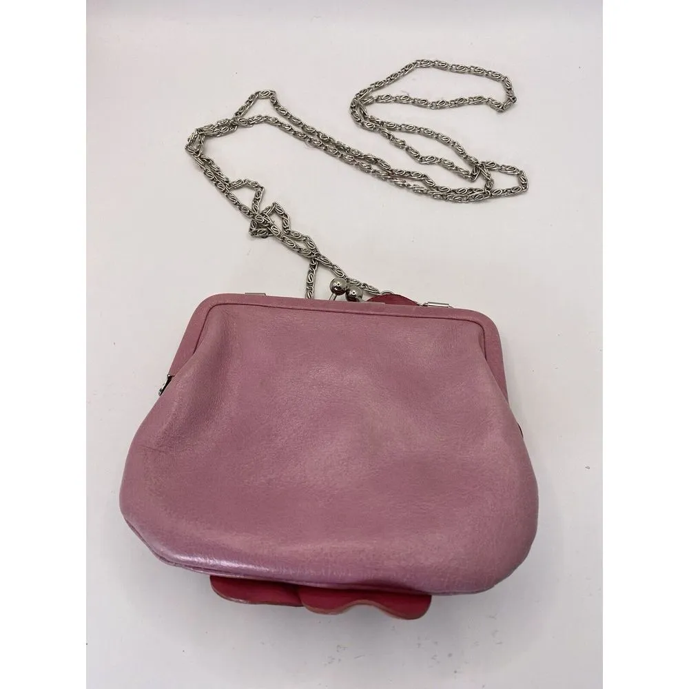 Brighton Coin Purse‎ Crossbody Bag Rosalie Flower Red Burgundy Leather Kiss Lock - Image 3