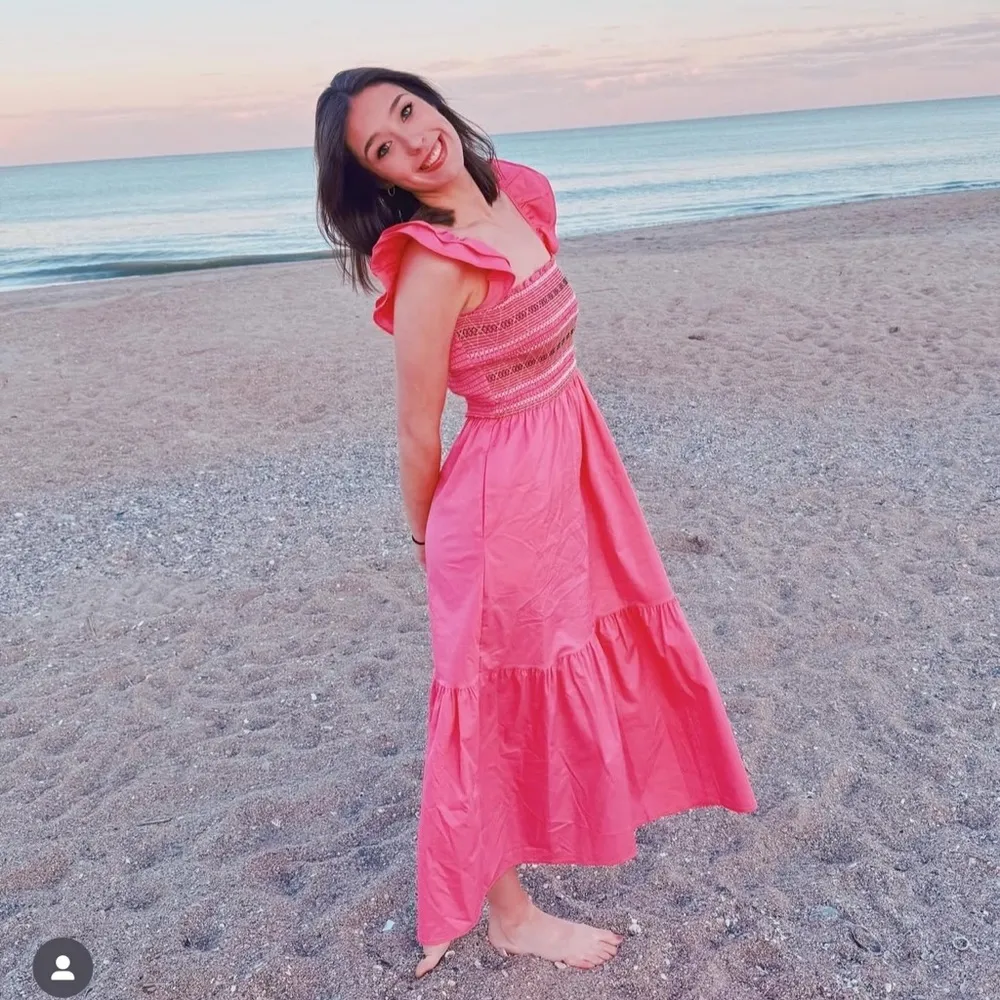 Strut & Bolt smocked maxi dress tiered ruffles flutter embroidered stitching nap - Image 3