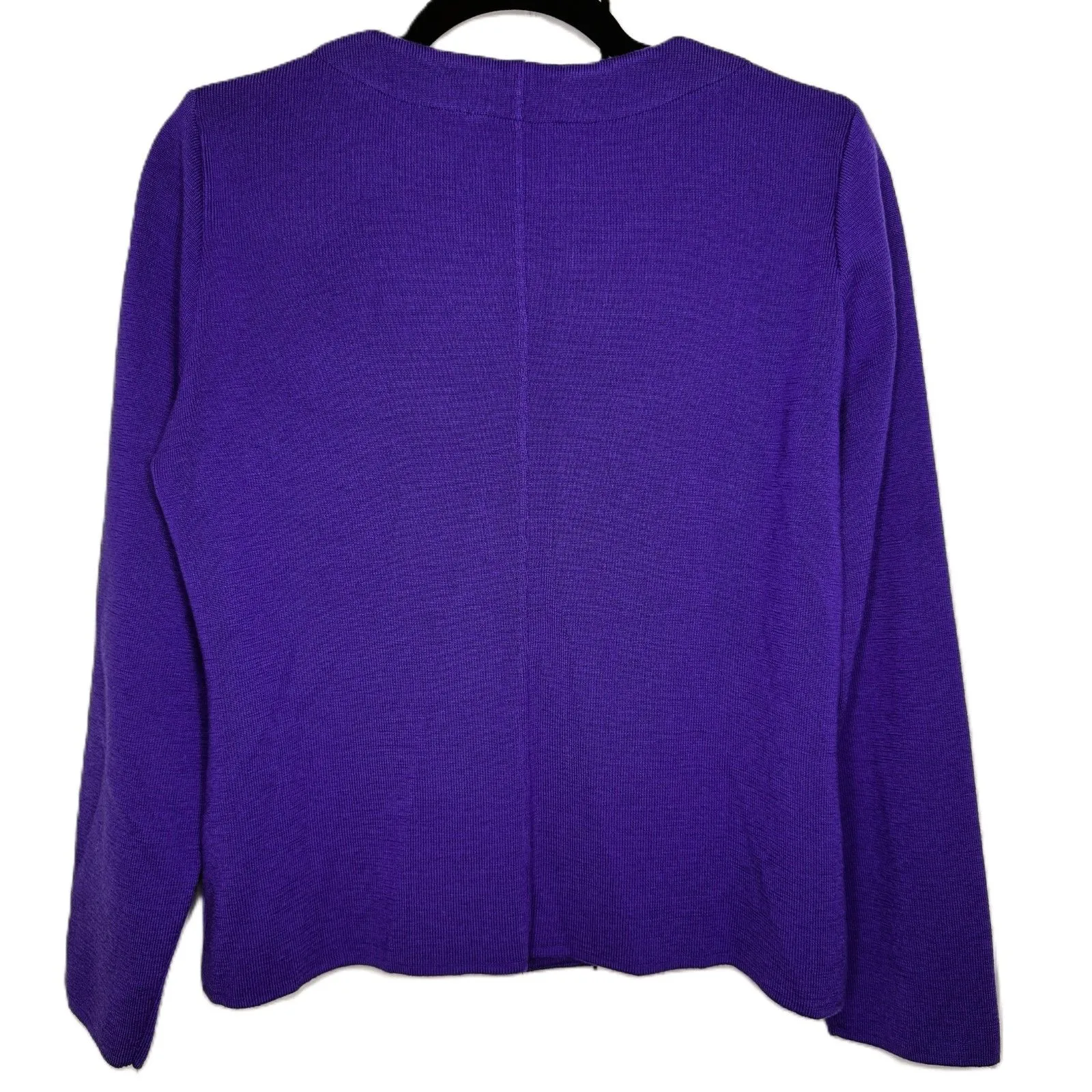 Italian Merino Wool Cardigan Sweater Womens Large Purple Buttons Sara Meghnagi - Image 2