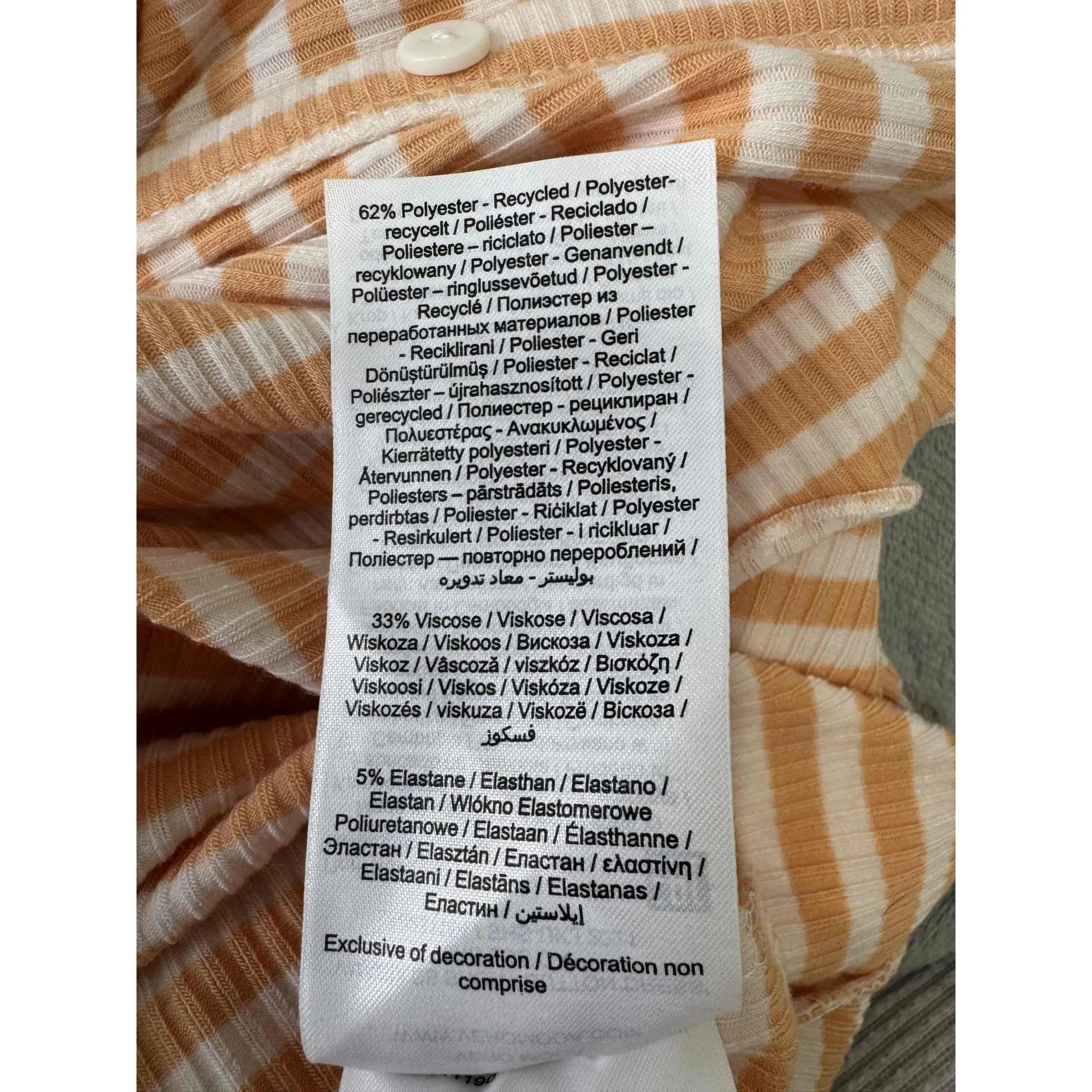 VERO MODA White Stripe Pattern Button‎ Down V Neck Short Sleeve Dress Large - Image 8