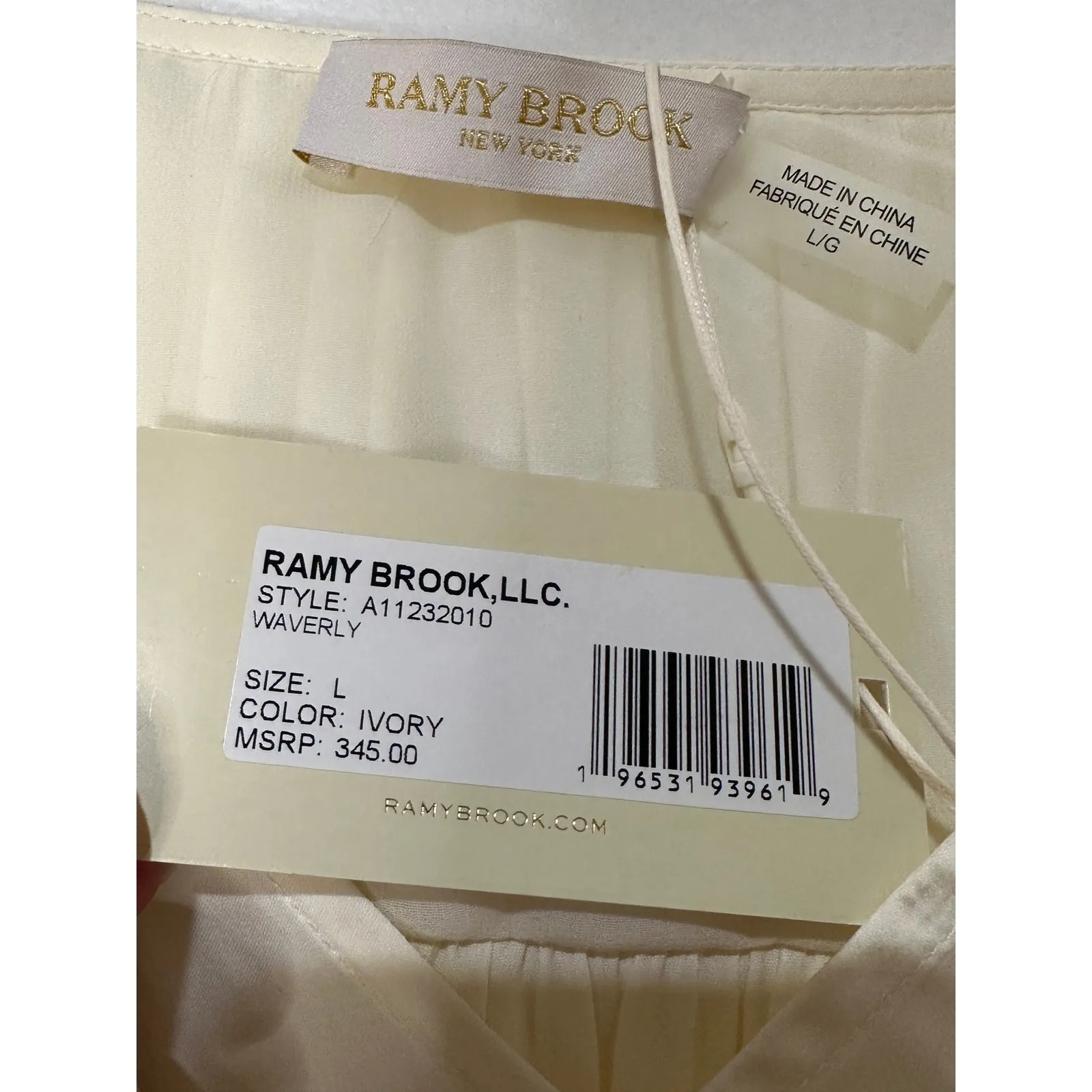 Ramy Brook Waverly Ruffle Short Sleeve Blouse Ivory Size Large NWT Ruffle Detail - Image 3