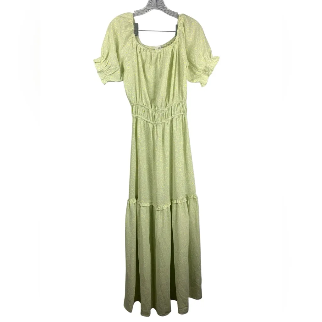 Lucca size small light green daisy flower tiered maxi dress boho cute dainty - Image 2