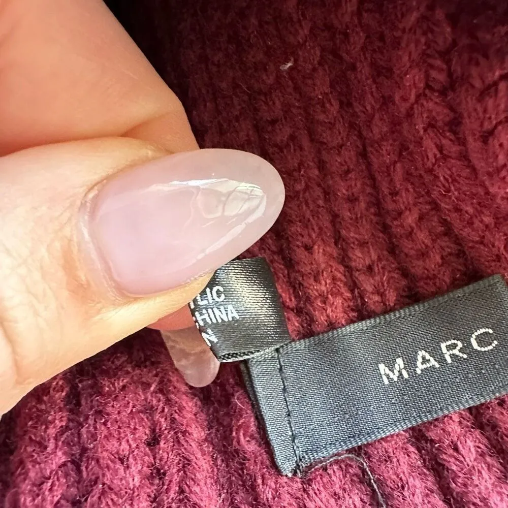 Marc Jacobs Burgundy Bordeaux Red Knit Ribbed Pom Pom Hat Beanie One Size - Image 7