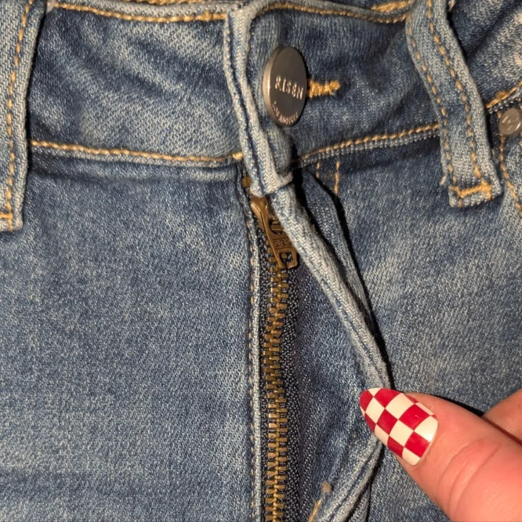 Risen Jeans Bleach Splatter Skinny Jeans Size 5 / 27 Mid Rise Blue - Image 5