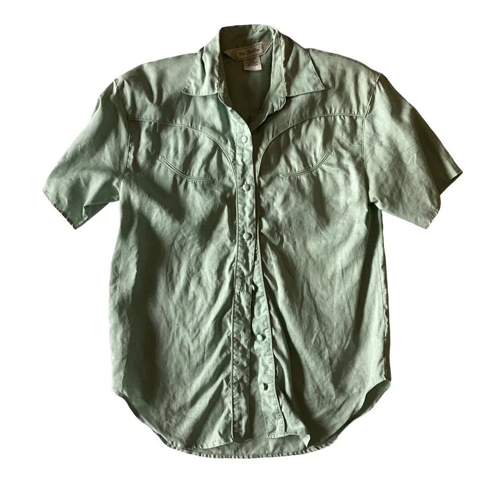 Sia Bellini Linen Button Down Green Size 6 - Image 3