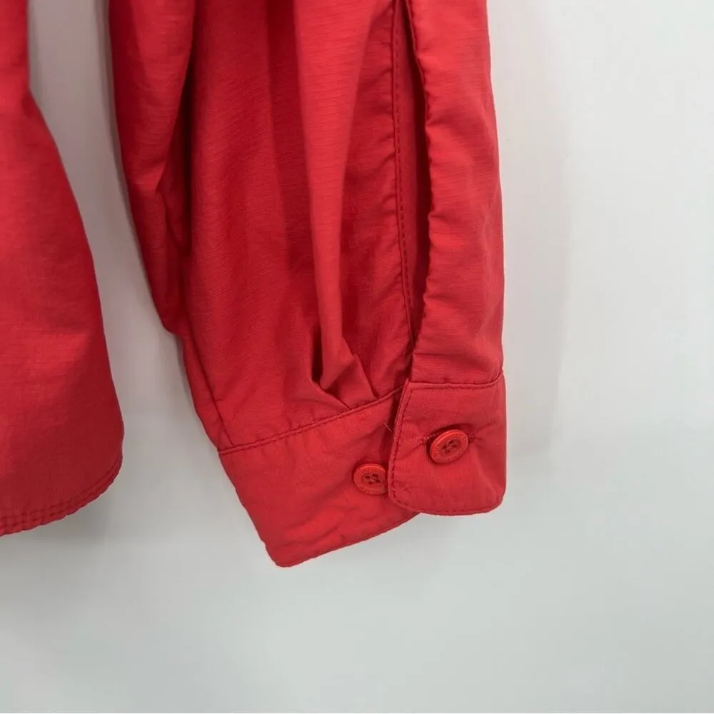 REI coral tab sleeve vented outdoor active button down zipper pockets shirt M Orange Size M - Image 9