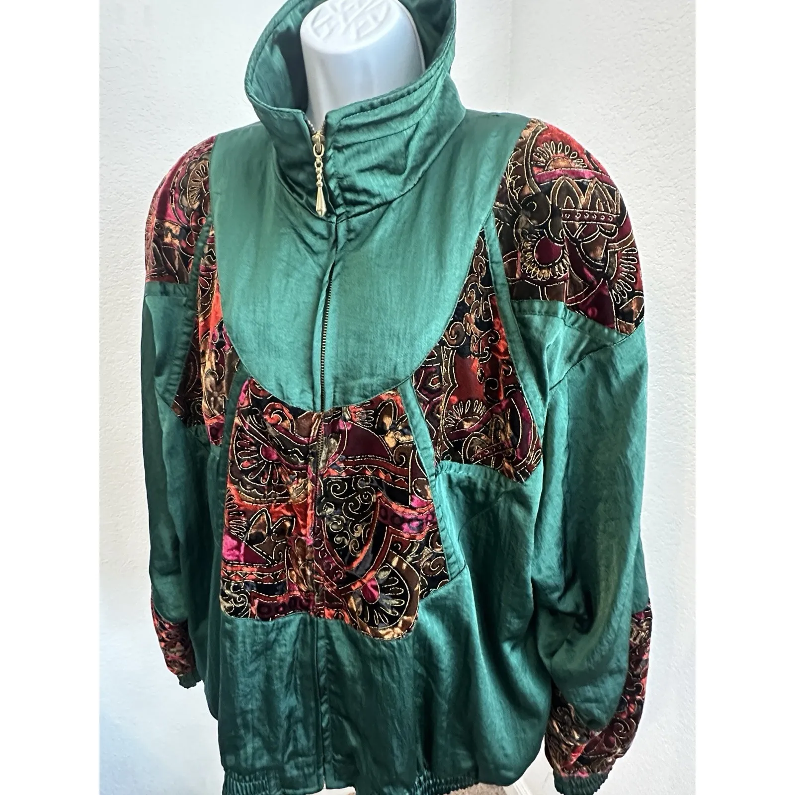 Vintage Women's Green Lavon Windbreaker Jacket 90's Retro,  Sz XL (b7a) - Image 2