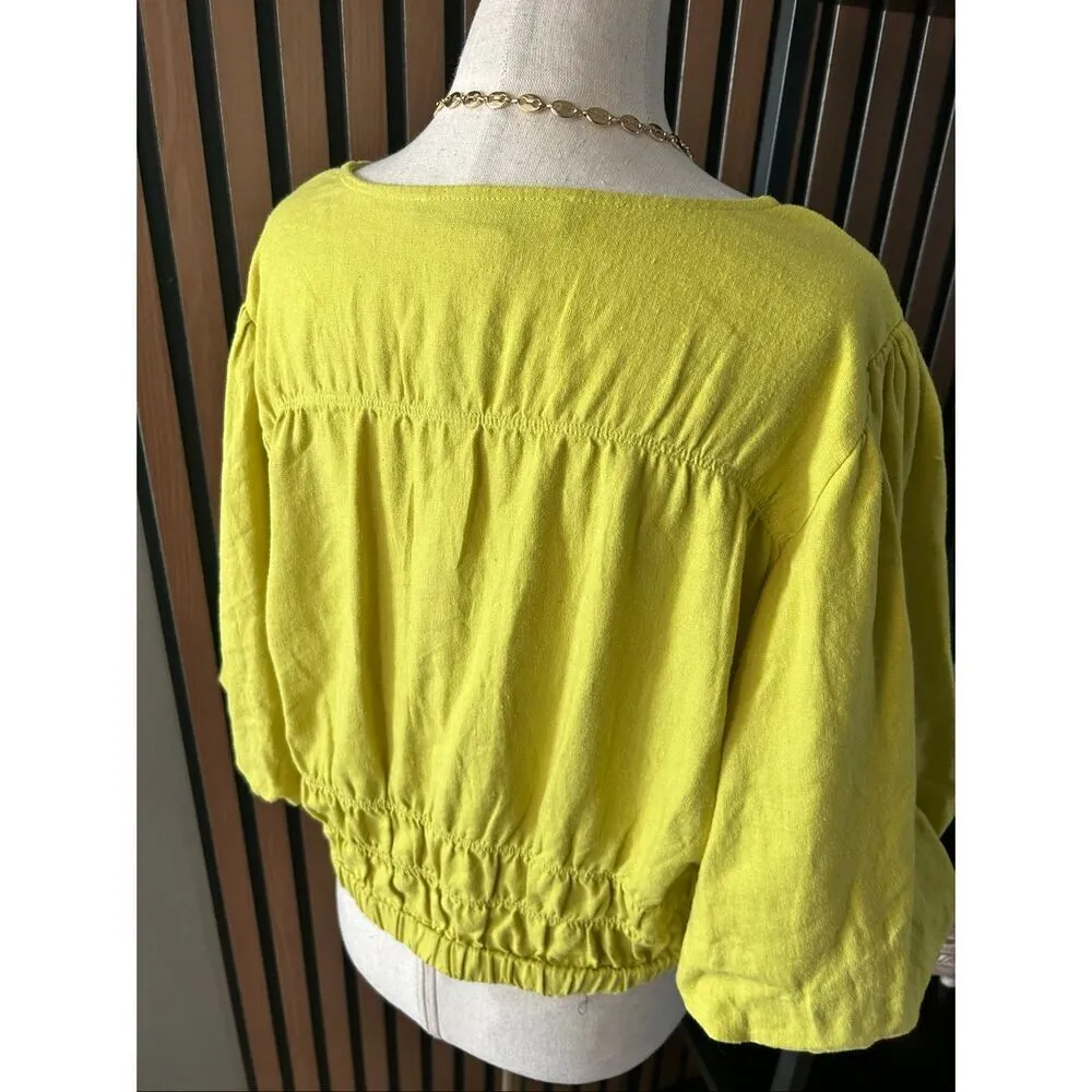Marc New York andrew Mark size medium yellow pirate shirt short cut off - Image 4