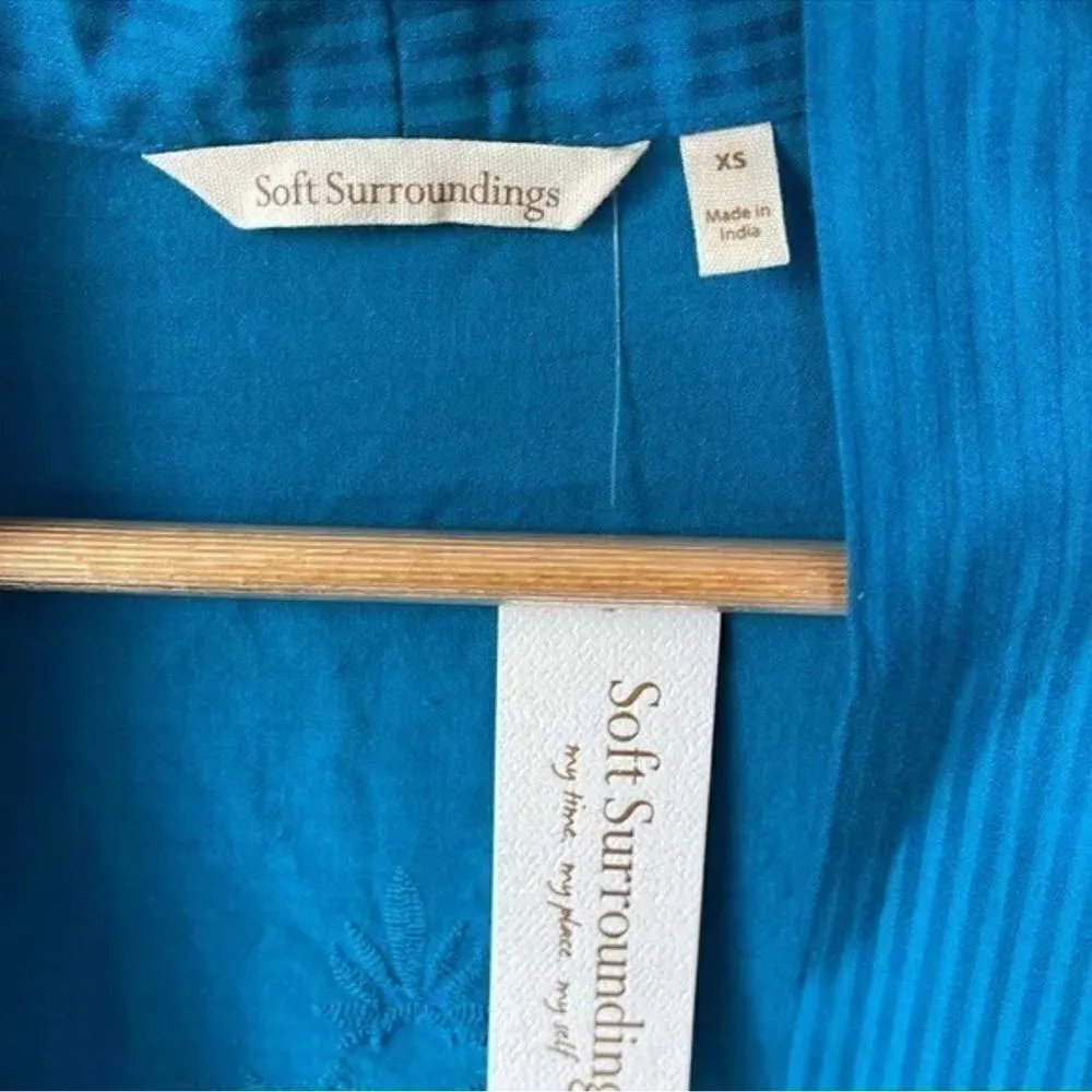 NWT Soft Surroundings Blue Nightingale Topper Open Front Eyelet Cardigan - Image 5