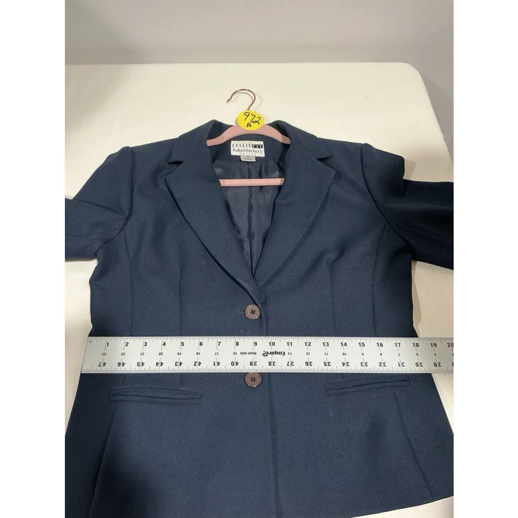 Woman’s Vintage Leslie Fay Petite Haberdashery Blue Size 10 2 Button Suit Blaze - Image 6