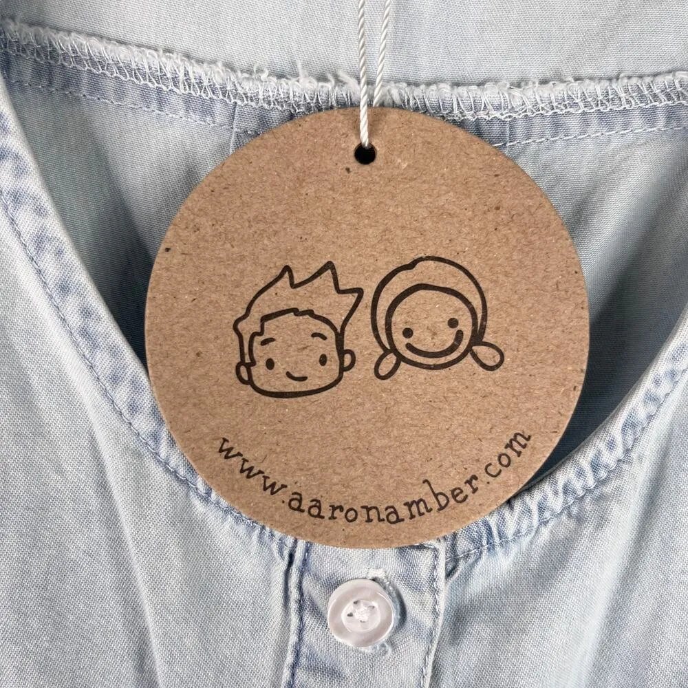 Aaron & Amber Romper Light Blue Chambray Large Sleeveless New - Image 10