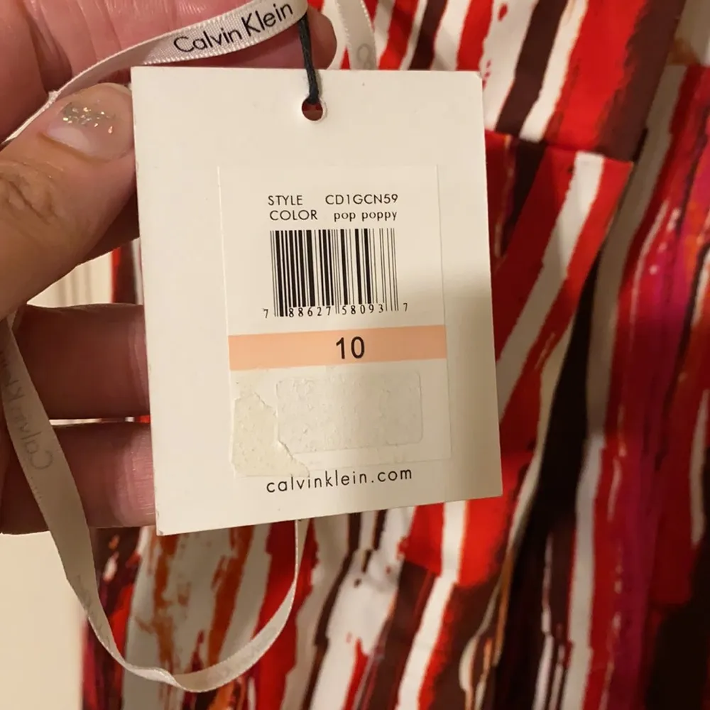 NWT Calvin Klein ‘Pop Poppy’ pink striped cotton sundress, size 10 - Image 7