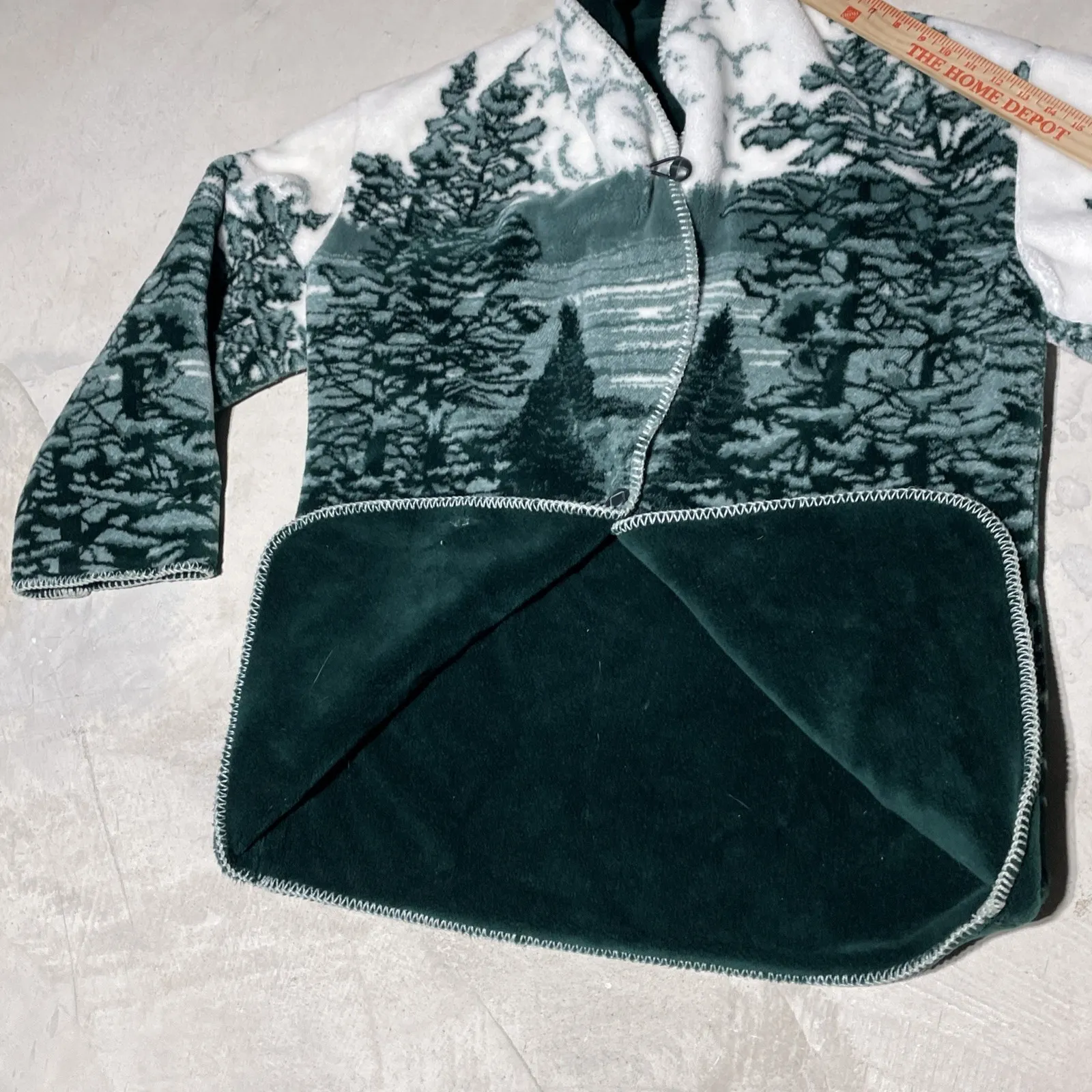VTG Art Unlimited USA Made Mountain Cabin Ultra Plush Fleece Jacket Nature Green Size M - Image 13