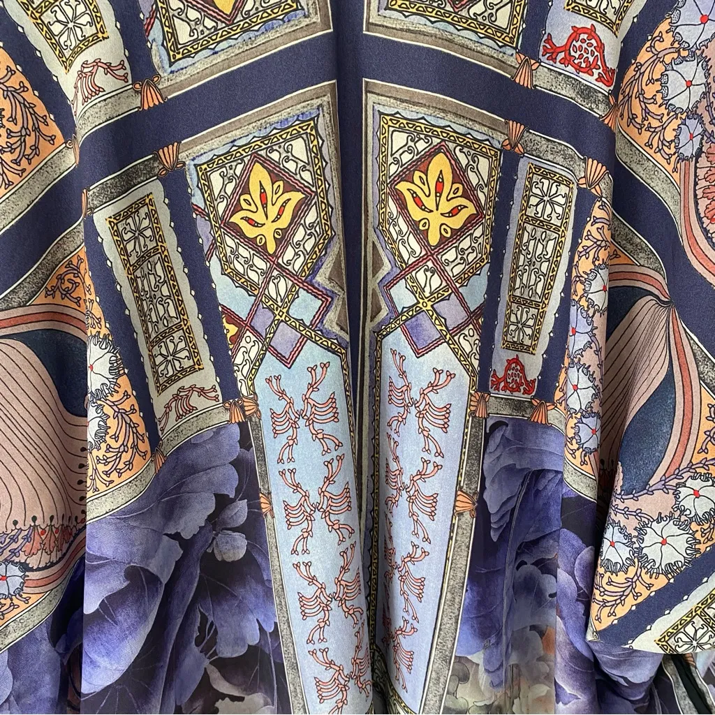 Citron Santa Monica Boho Floral Open Kimono Top Purple Cream Black size 1X - Image 5