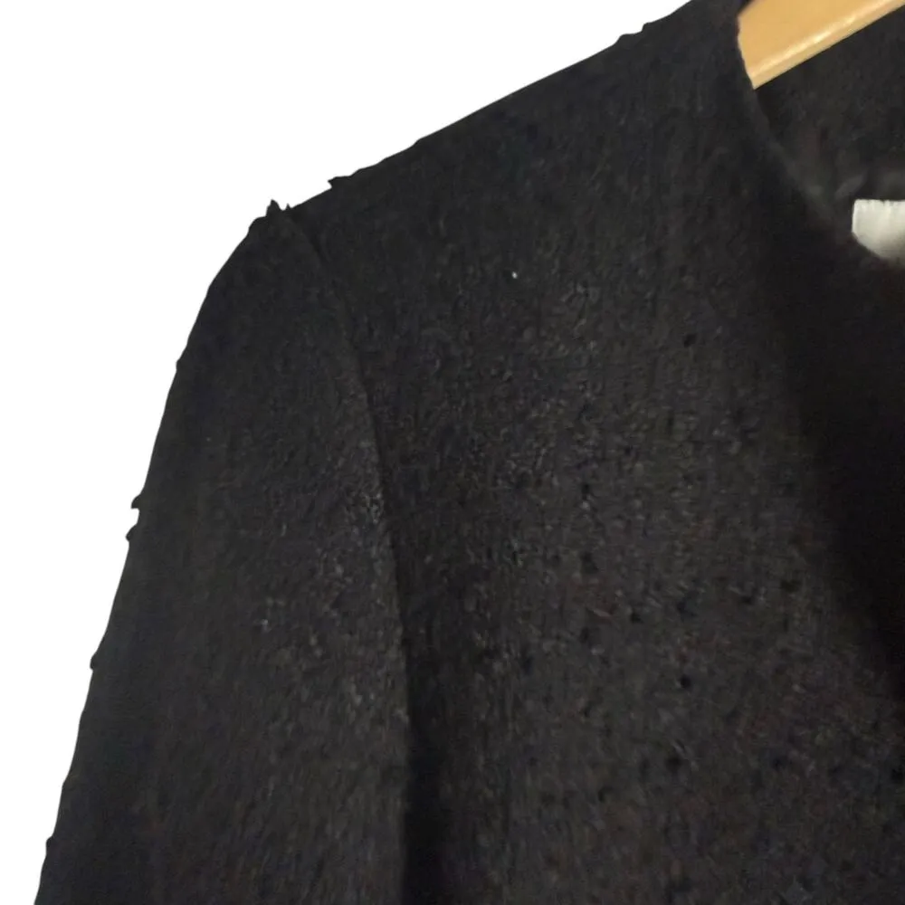 Abercrombie & Fitch Black Tweed Collarless Button Front Jacket Size Small - Image 4