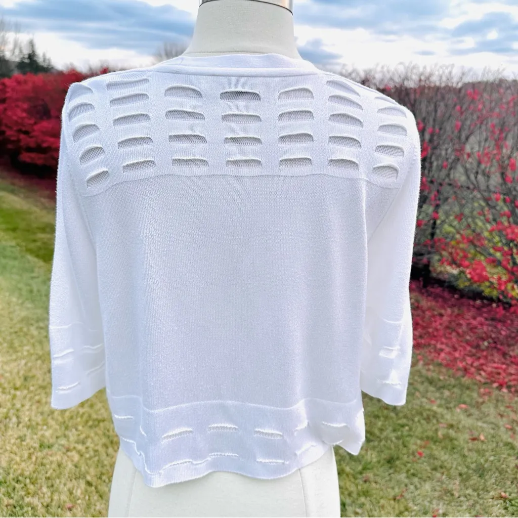 Marks & Spencer Open Front Cropped Cardigan White Size 10 - Image 10