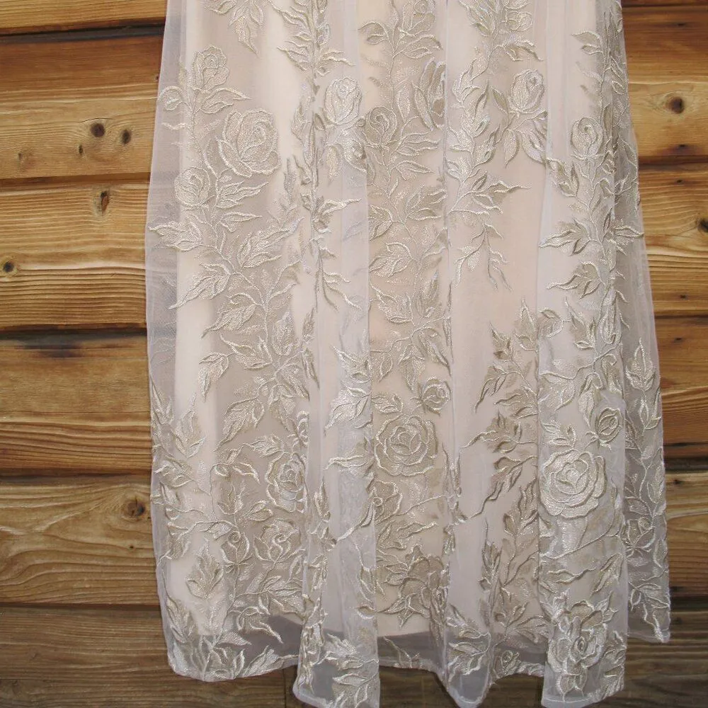La Femme Women’s Floral Embroidered Mesh A-Line Gown Dress - Image 12