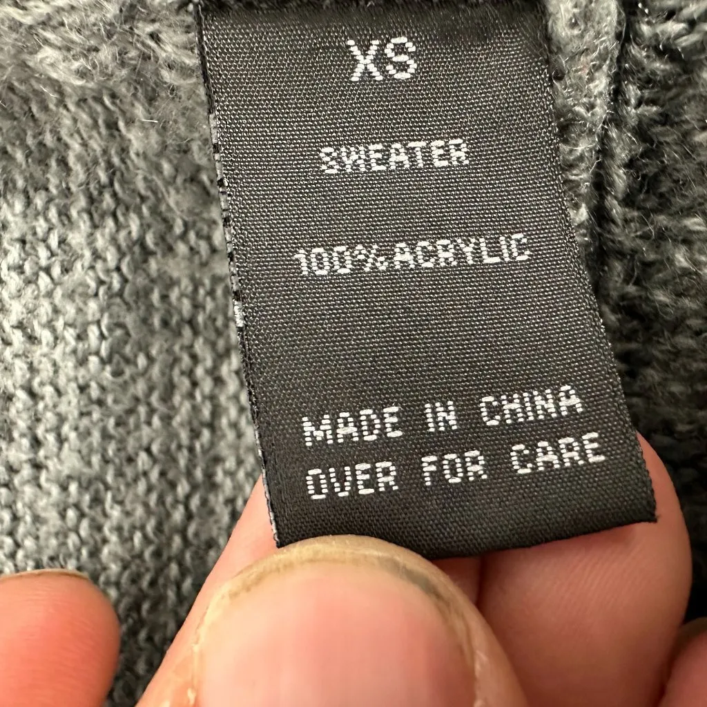 Iz Byer Womens Open Front Cardigan Sweater XS Gray Textured High Low Hem Acrylic - Image 5