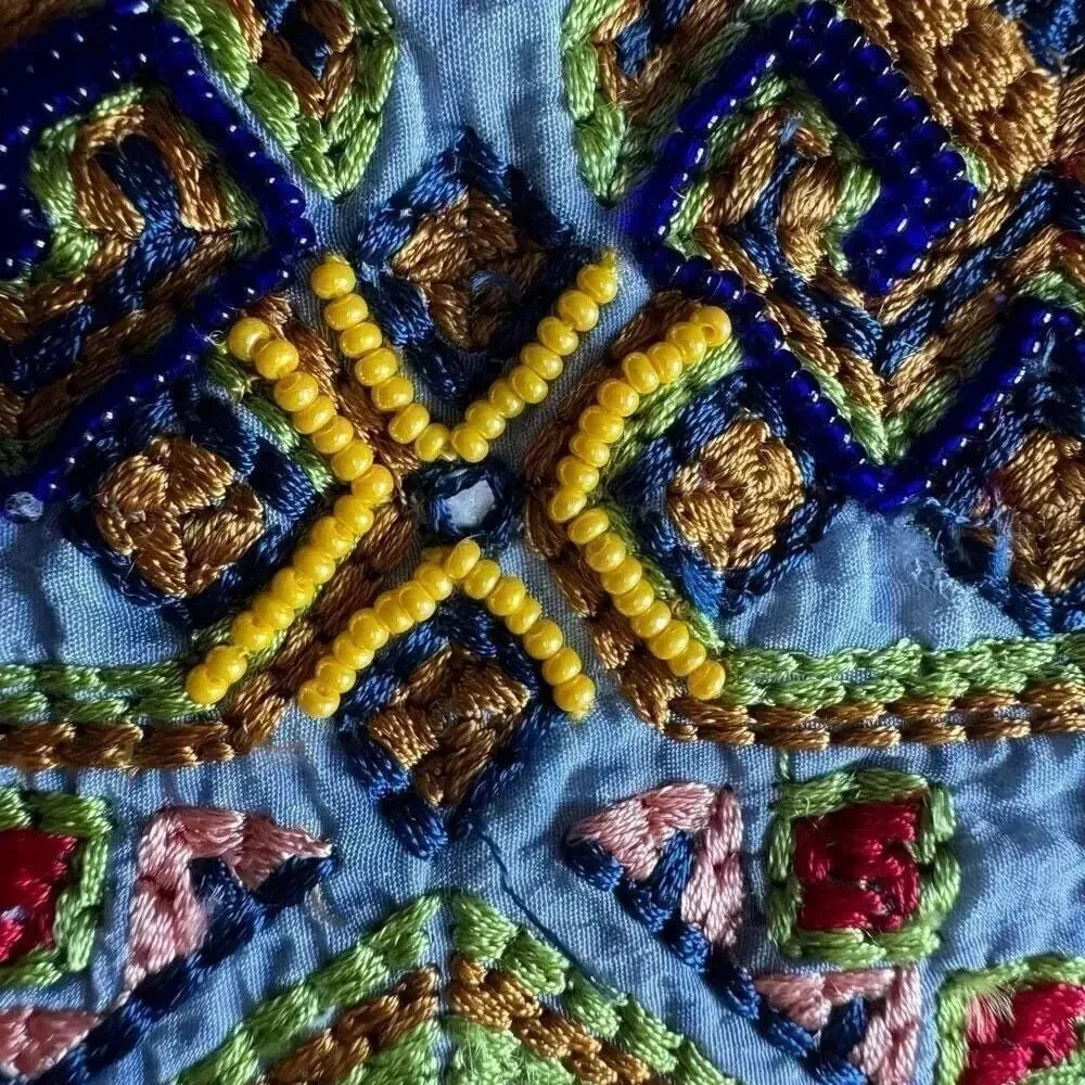 Anthropologie Bhanuni by Jyoti Jina Blue Halter Gypsy Beaded Sz XS #2121 - Image 9