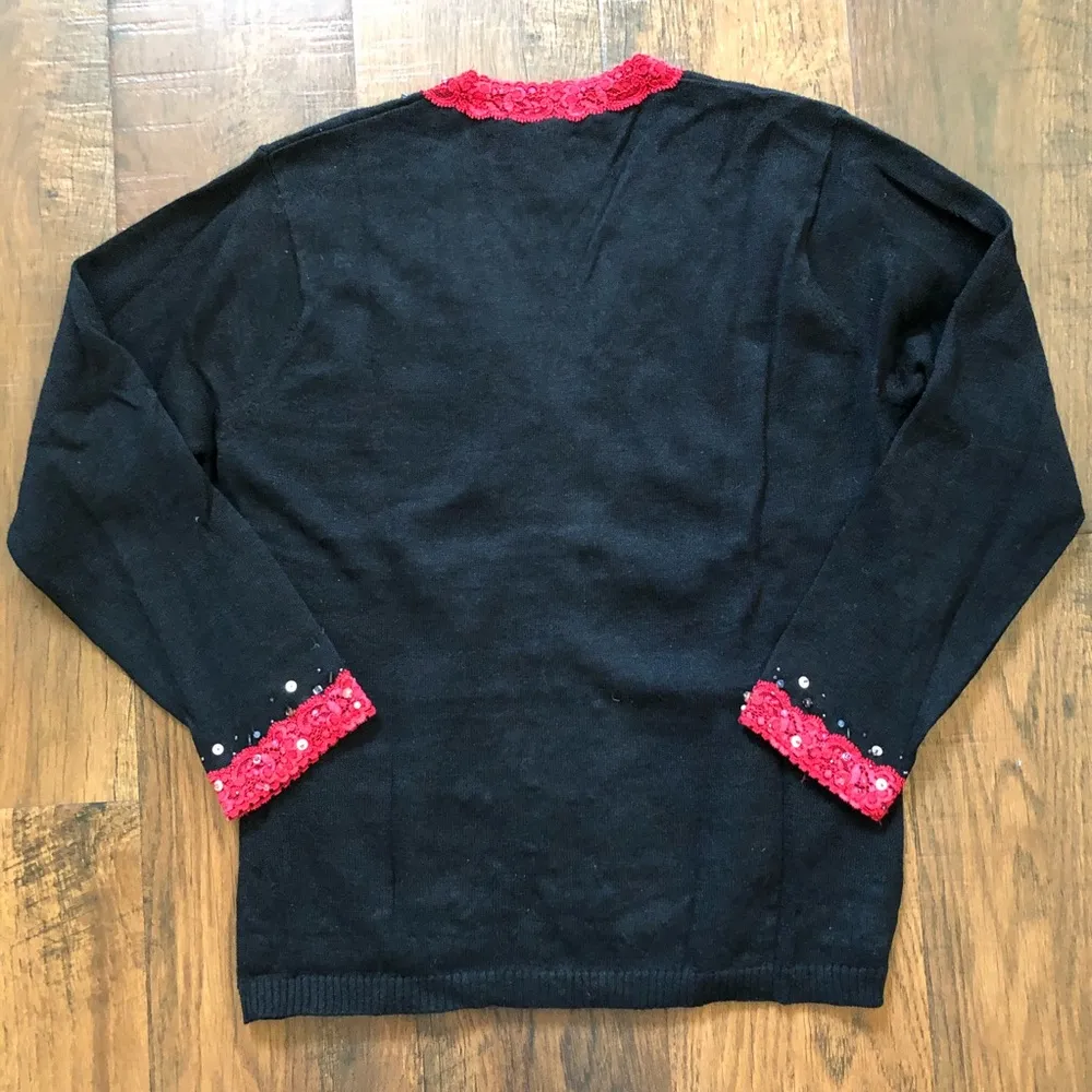 JONATHAN MARTIN black beaded and lace cardigan - Image 2