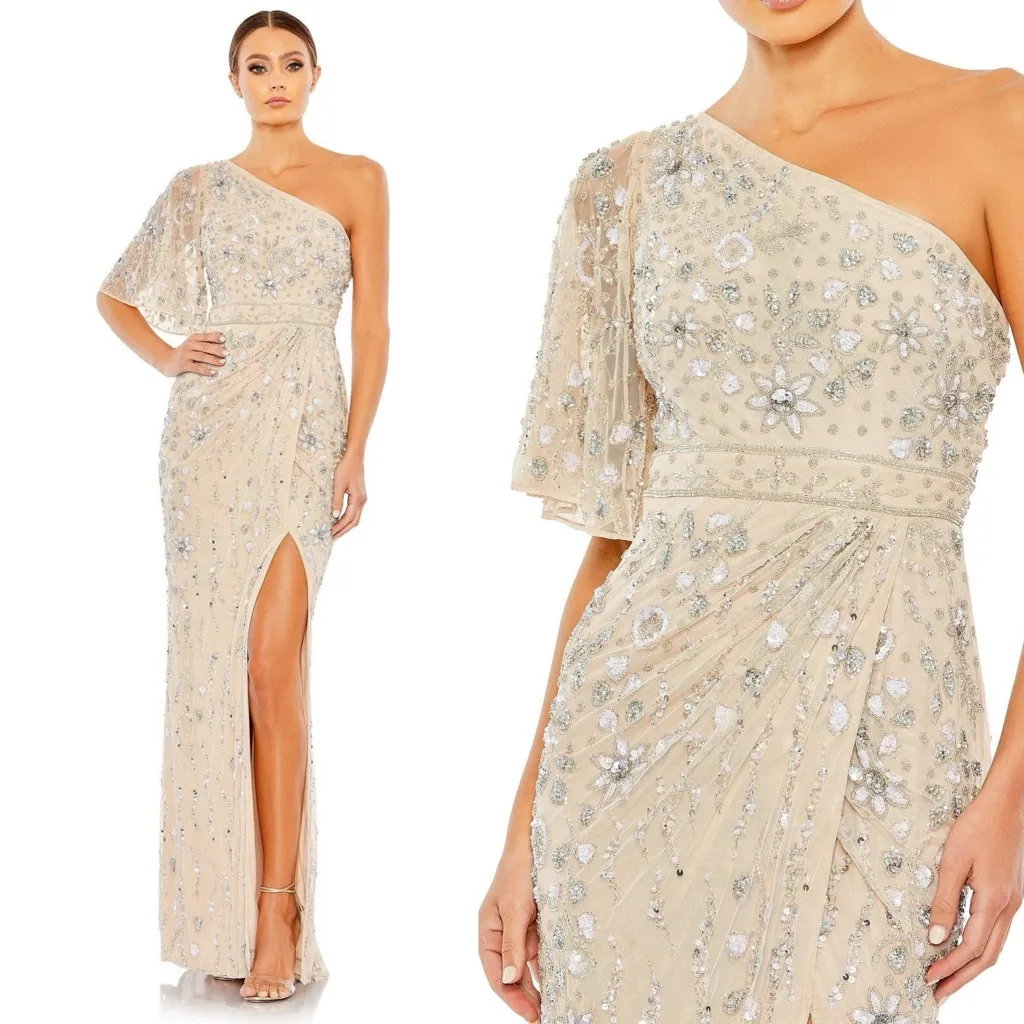 NWT Mac Duggal 93635 Embellished One Shoulder Draped Gown Size 10 - Image 2