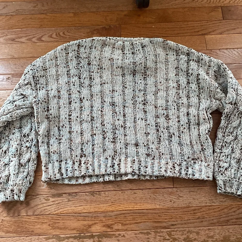 marbled pastel blue pink purple gray neutral ribbed cable knit sweater - Image 7