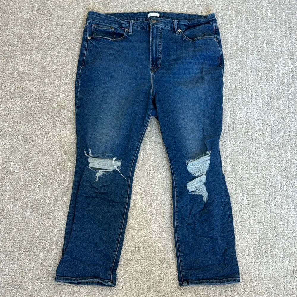Good American “Good Legs Crop Distressed” GLCI014T straight leg denim jeans - Image 2